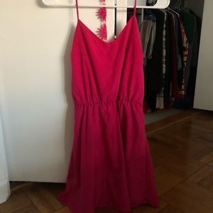 Pink Skater Dress with Flower Racerback